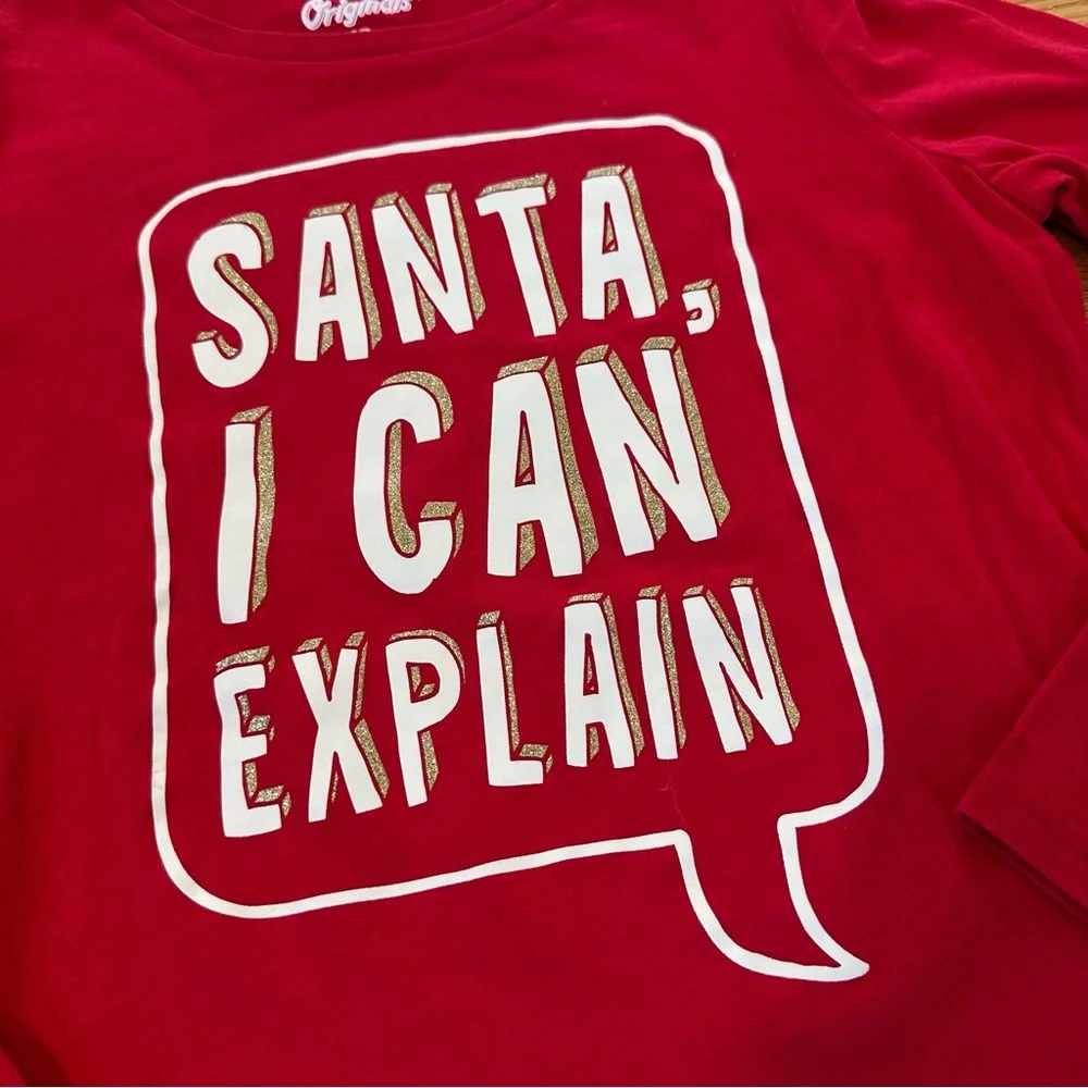 Oshkosh Originals Santa I CanExplain Holiday Graphic Tee Long Sleeve size 12